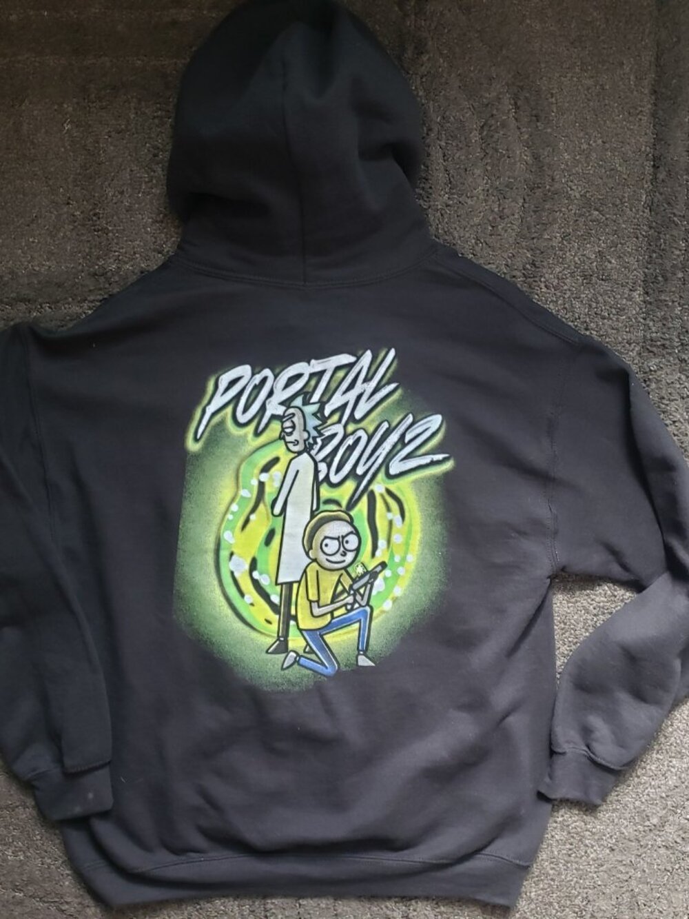 Ripple Junction Rick and Morty Portal Boyz Black Pullover Hoodie Size M